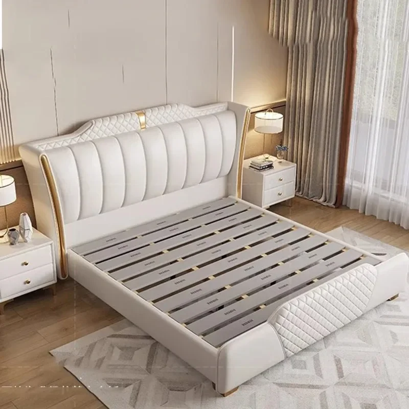 

Ergonomic Frame Space Bed Modern Organizer Large High Headboards Double Bed Frames Unique Sleeping Beliche Unique Furniture