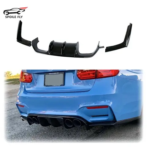BMW 3 시리즈 F30 전용 M3 모델 자동차 후면 범퍼 립 스포일러 광택 블랙 탄소 섬유 모양 LED 브레이크 라이트 바디 키트