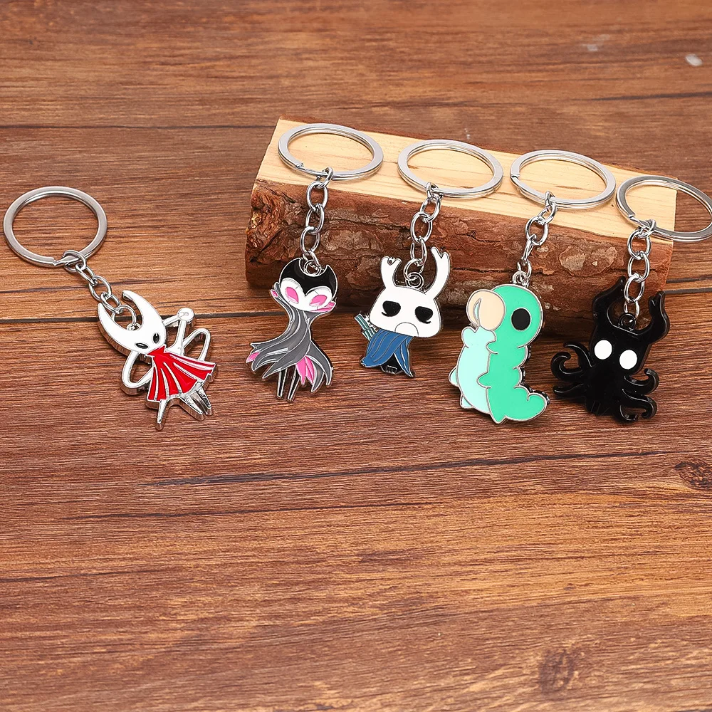 Hollow Knights Metal Characters Keychain The Knight Octopus Grub Hornet Pendant Key Chain for Women Men Key Holder Jewelry