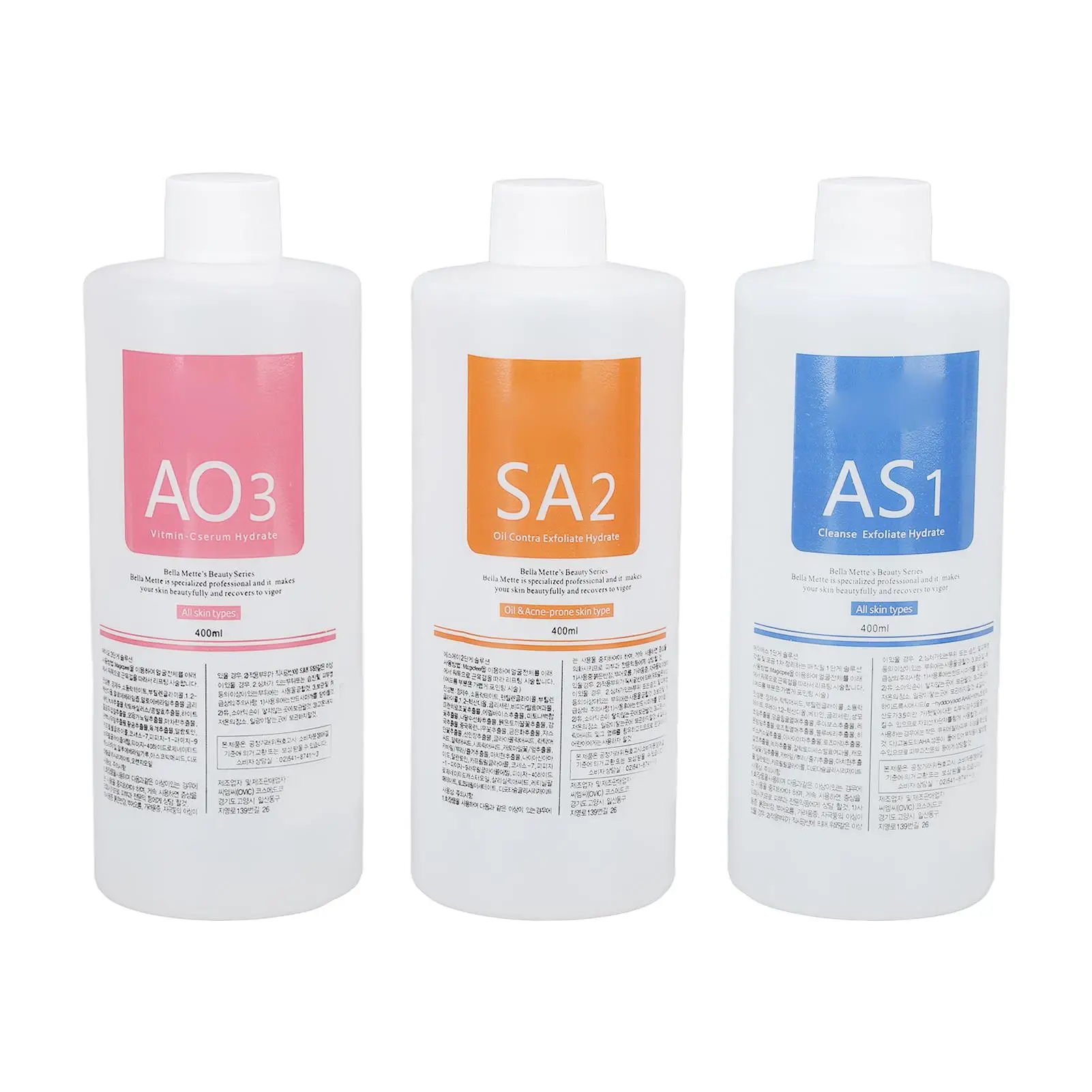 3Pcs Peeling Serum Set AS1 SA2 AO3 for hydrafacial Dermabrasion Facial Care - Strong Cleansing Supplies