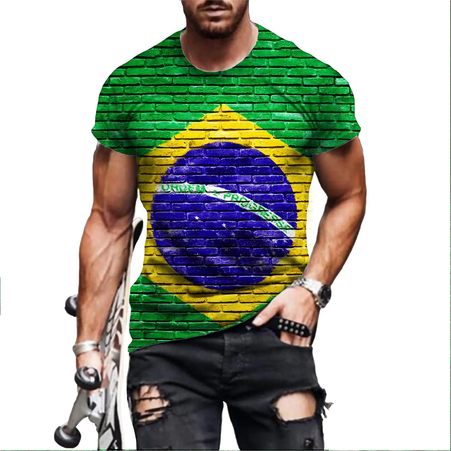 Brazil Flag Hip Hop T Shirt Men Women 3D Printed Oversized T-shirt Harajuku Style Summer Short Sleeve Tee Tops