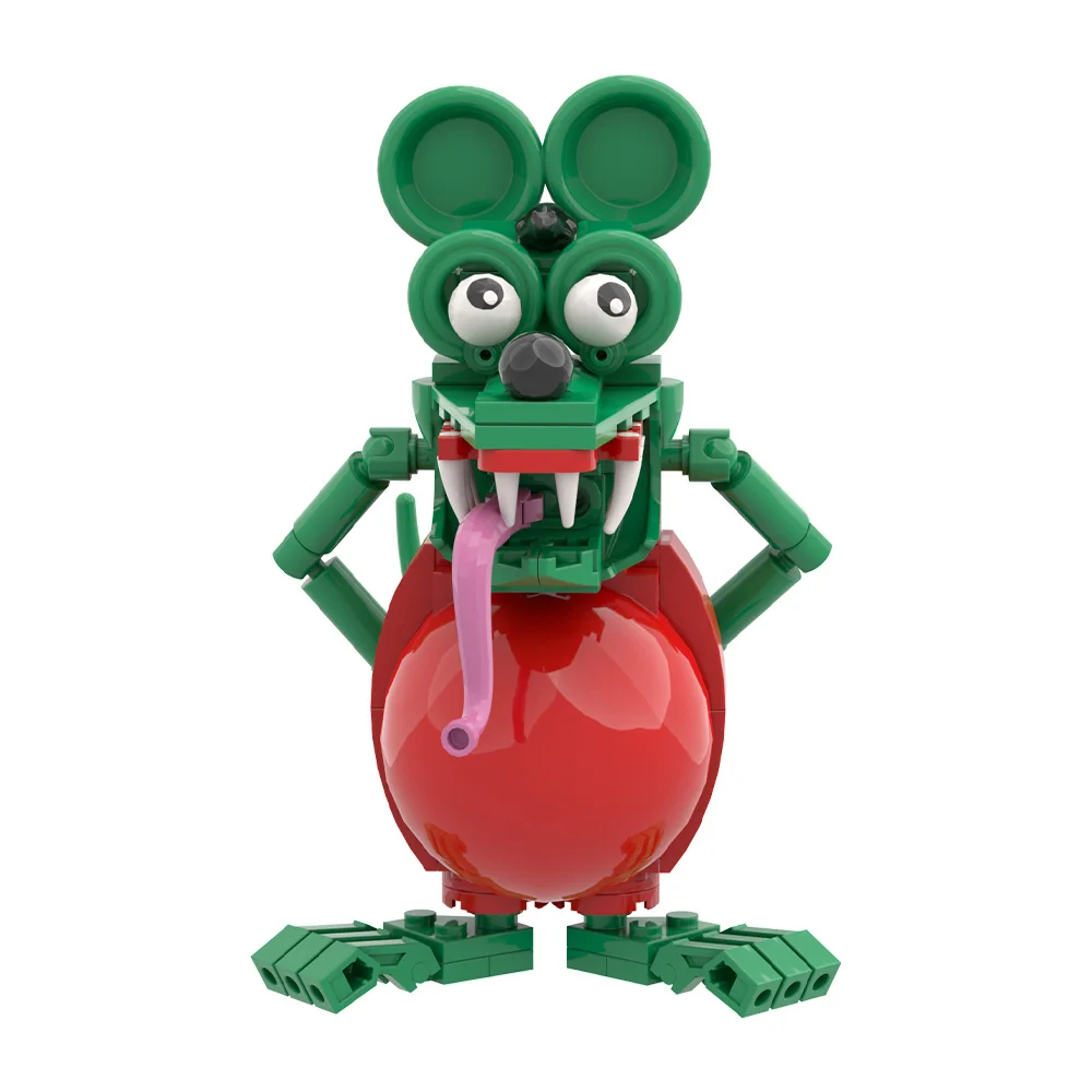 MOC الرعب الجرذ فينك اللبنات فيلم عمل الشكل الماوس القيادة سيارة الطوب ألعاب حيوانات هدية الكبار #3