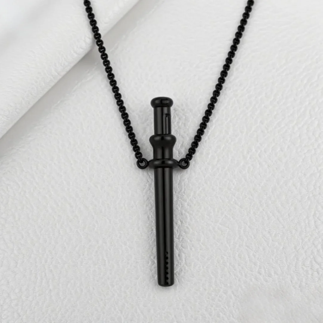 Hot Mindfulness Whistle Stainless Steel Anxiety Breathing Necklace for Women Stress Relief Meditation Pendant with Chain Jewelry