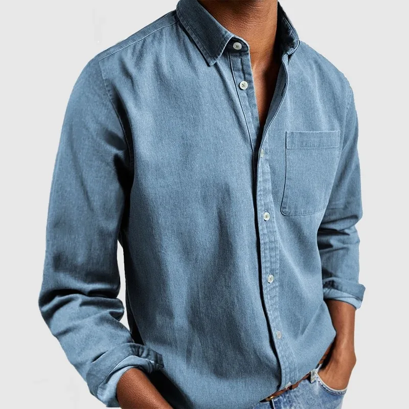 2025New Arrival Men's Business Casual Long - Sleeve Button - Down Shirt with Collar, Ideal for Professional and Casual Occasions