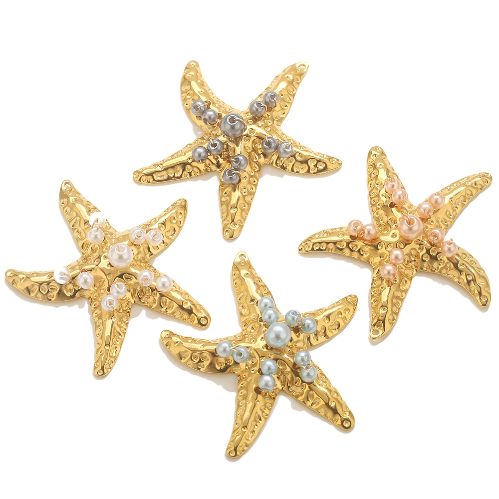 1pcs Stainless Steel Beads Starfish Charms For Jewelry Making Ocean Pendants DIY Necklace Connectors Jewelry Connector Parts view 2