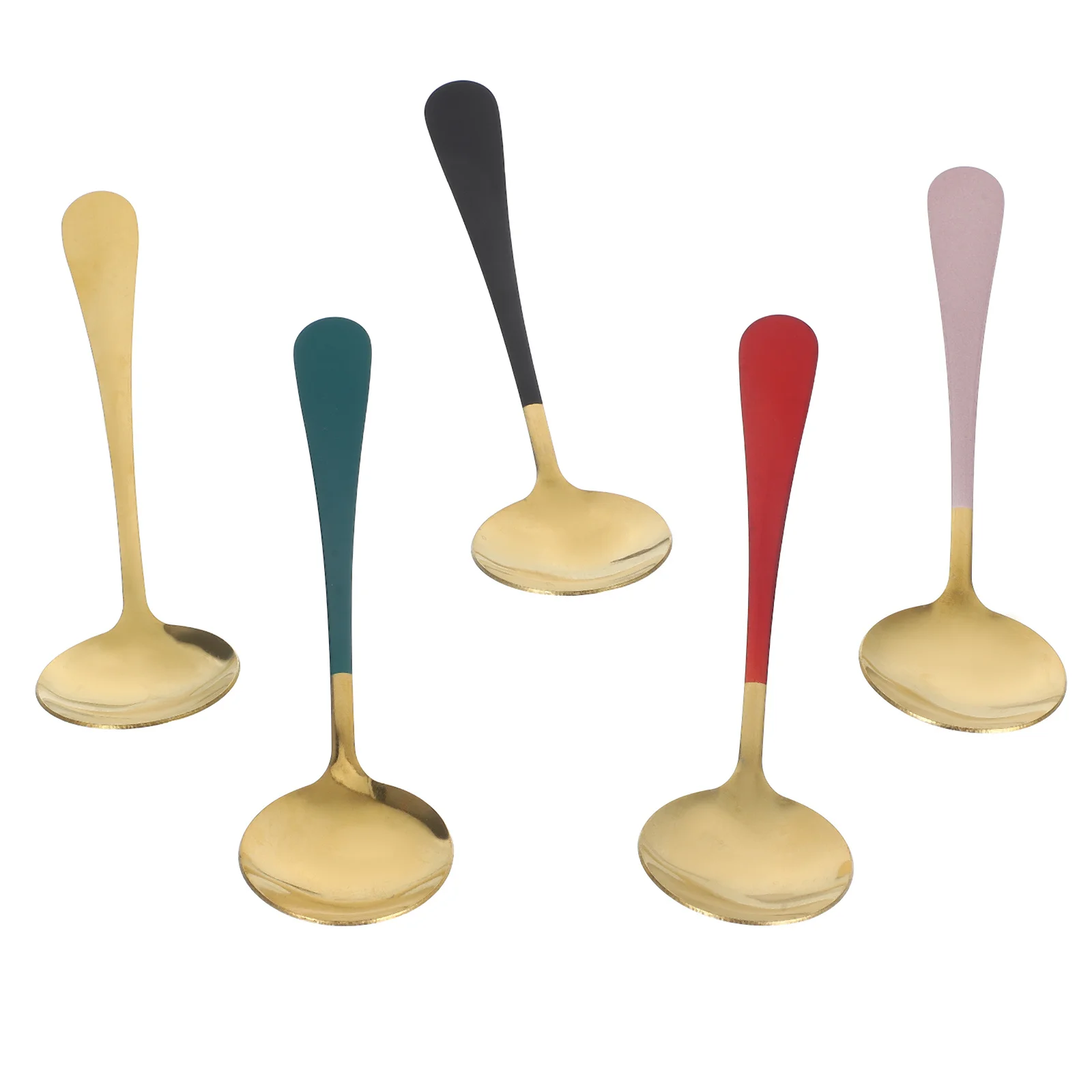 

5Pcs Stainless Steel Mixing Spoons Long Handle Coffee Ice Cream Dessert Cake Portable Household Stirring Spoons