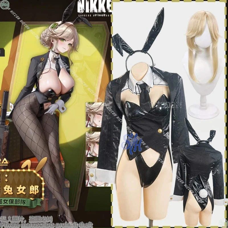 

GODDESS OF VICTORY NIKKE Ade Agent Bunny Cosplay Outfit Sexy PU Rabbit Lingerie High Slit Bikini Costume Ideal for Halloween