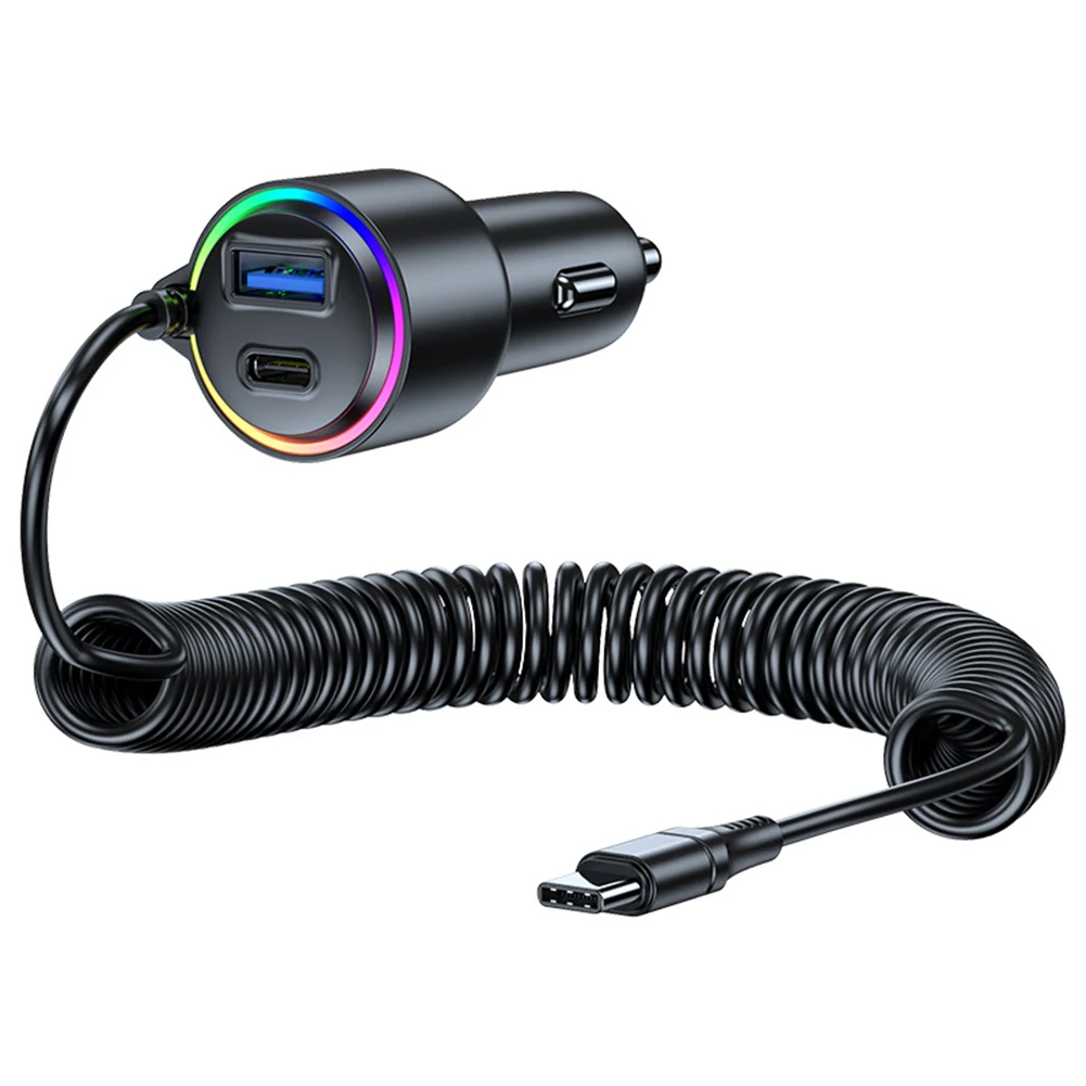 

Multiple Device Charger Coiled Cable Charger 12V Voltage 75W Car Charger Compatible With Phones Compatible With Tablets