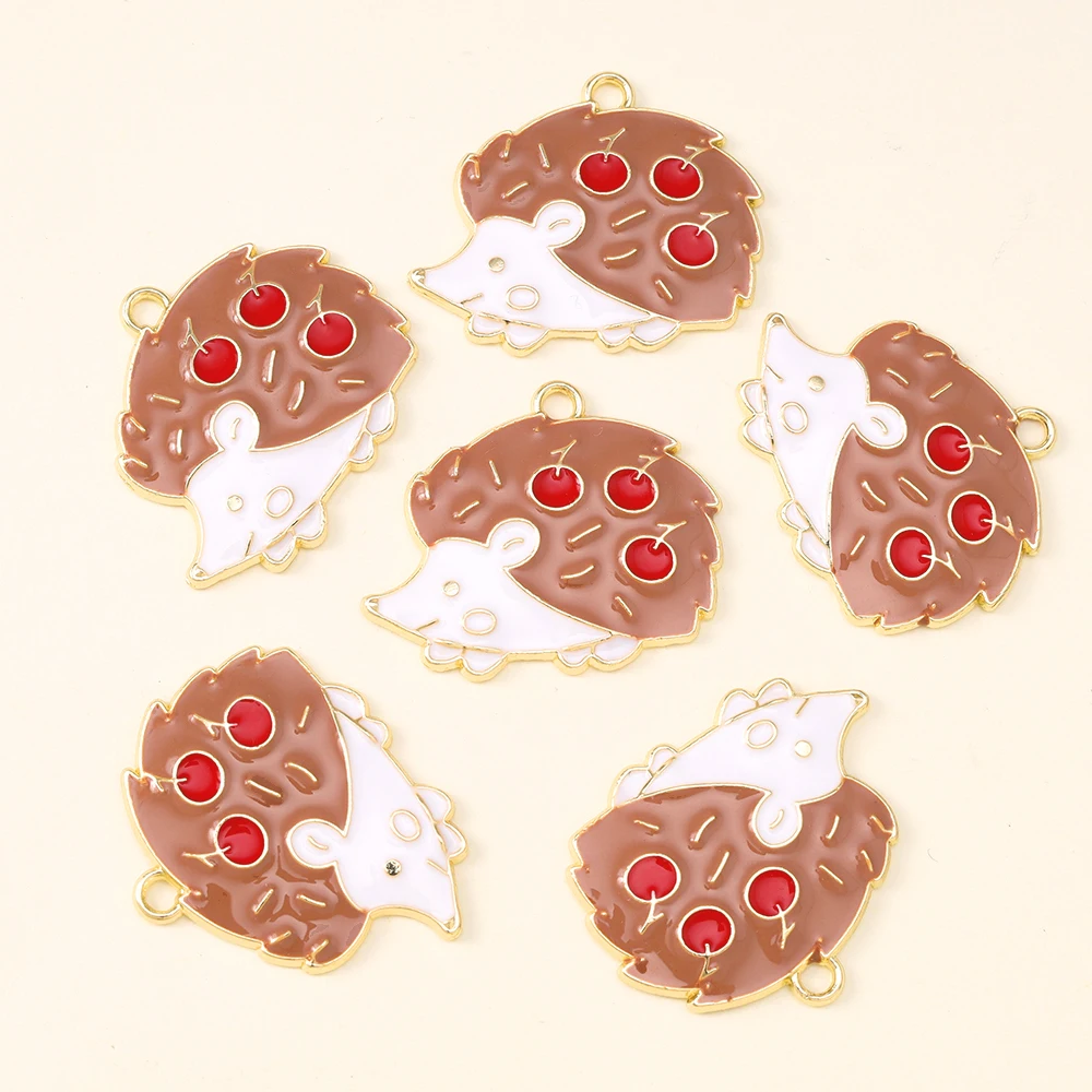 10 قطعة المينا سقوط القمح الذرة التفاح القنفذ السحر ل القلائد أقراط DIY بها بنفسك صنع المجوهرات اكسسوارات المعلقات الحيوان لطيف #4