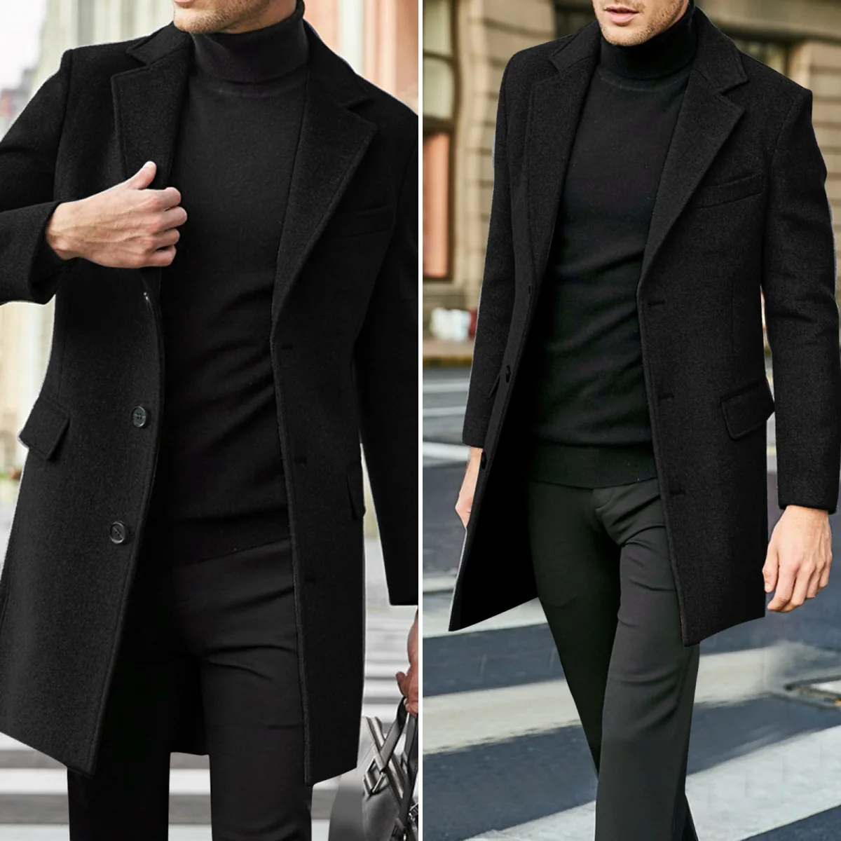 Autumn Winter Men's Casual Wool Coat British Style Men's Long Sleeve Wool Jacket Lined S389881b264ee4e219cd6825c6a757f58z