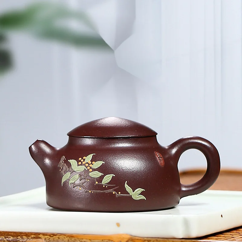 Yixing Purple Sand Pot Big Mouth Authentic Pure Handmade Tea Set Raw Ore Purple Sand Fish Cover Pot Home Collection Stone