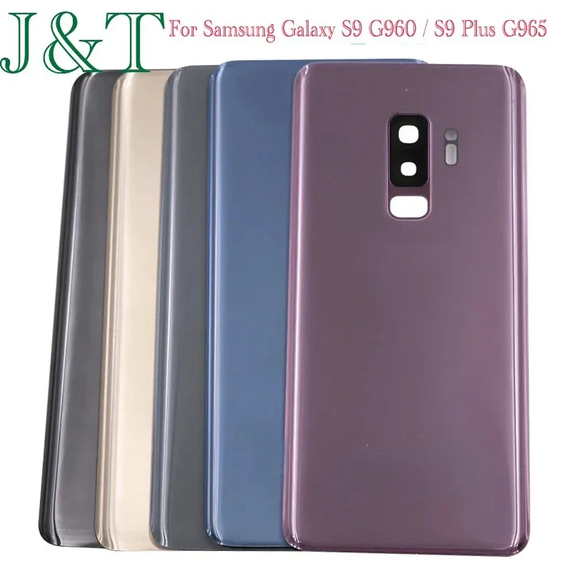 New For Samsung Galaxy S9 G960 / S9 Plus G965 SM-G965F Battery Back Cover Rear Door Glass Panel Housing Case Camera Lens Replace