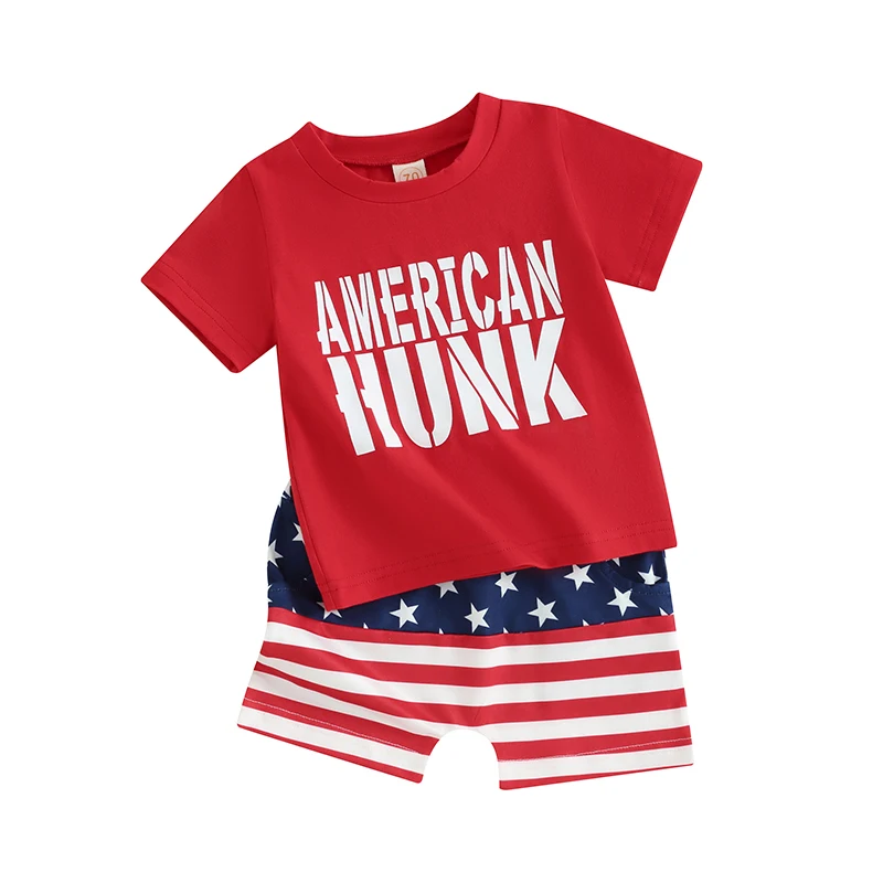 Toddler Baby Boy 4th of July Outfit American Short Sleeve Shirt Stars Stripes Shorts Fourth of July Clothes