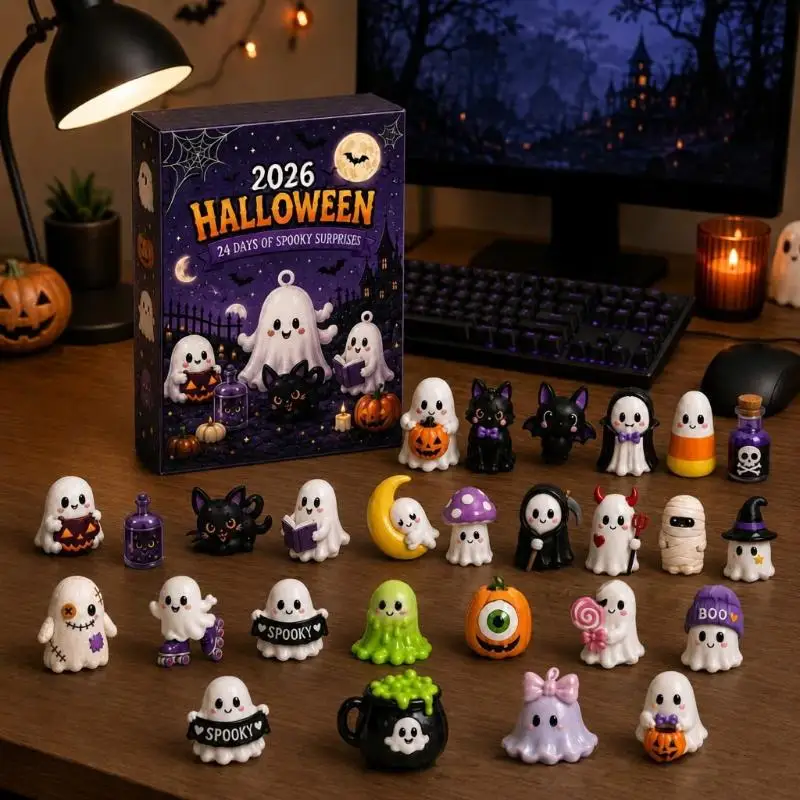 Spooky Halloween Advent Calendar 2026 24 Days Countdown Acrylic Ornament Box for Holiday Decor Family Activity Gifts
