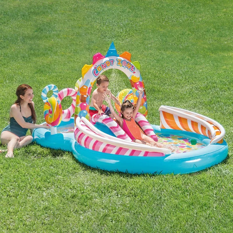 Household children's pool baby bath ocean ball pool slide water jet inflatable swimming pool