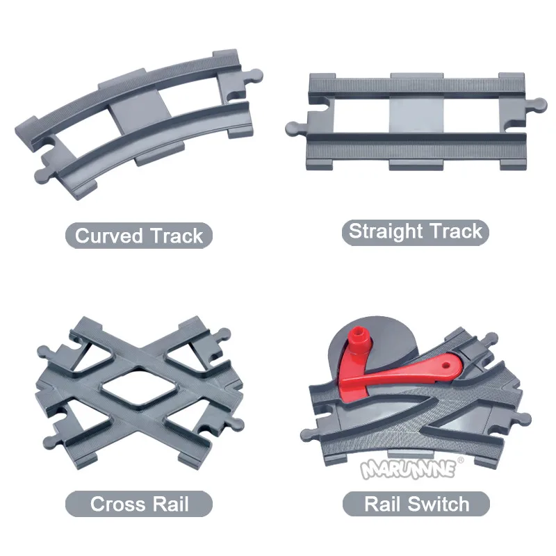 MARUMINE 25PCS/32PCS treno ferroviario creatore di binari blocchi di costruzione parte tracce di costruzione Kit modello di assemblaggio regalo di natale per bambini