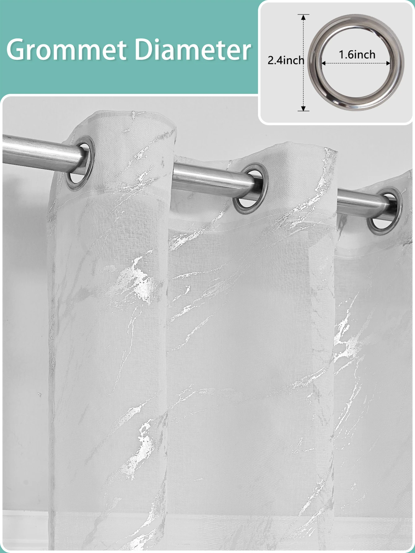 1pc Elegant Half-shading Marble Pattern Sheer Curtain, Curtains for Bedroom and Living Room Decoration, Window Curtain