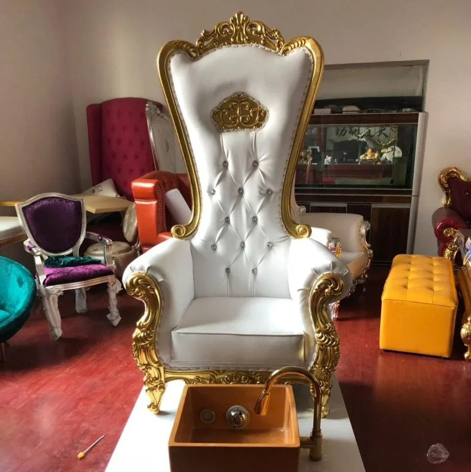 luxury pedicure wholesale and cheap wedding throne chair, spa massage chair for nail salon, gold pedicure chair set