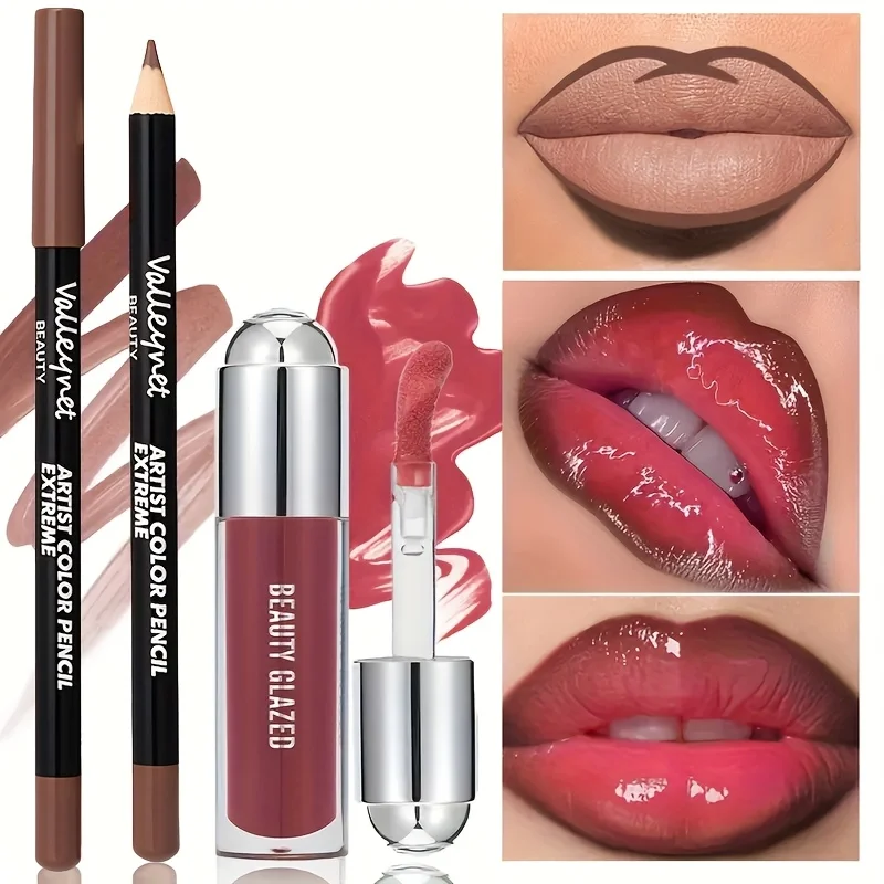 2pcs Lip Gloss & Liner Combo, Long-Lasting Beauty Matte Lip Gloss Matte Lipstick Lip Liner Set - view 3