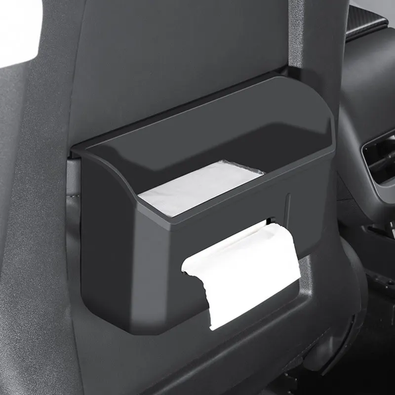 Rear Seat Backrest Storage Box For Tesla Model 3 Y Seat Tissue Box Clutter Storage Car Trash Can Auto Interior Accessories