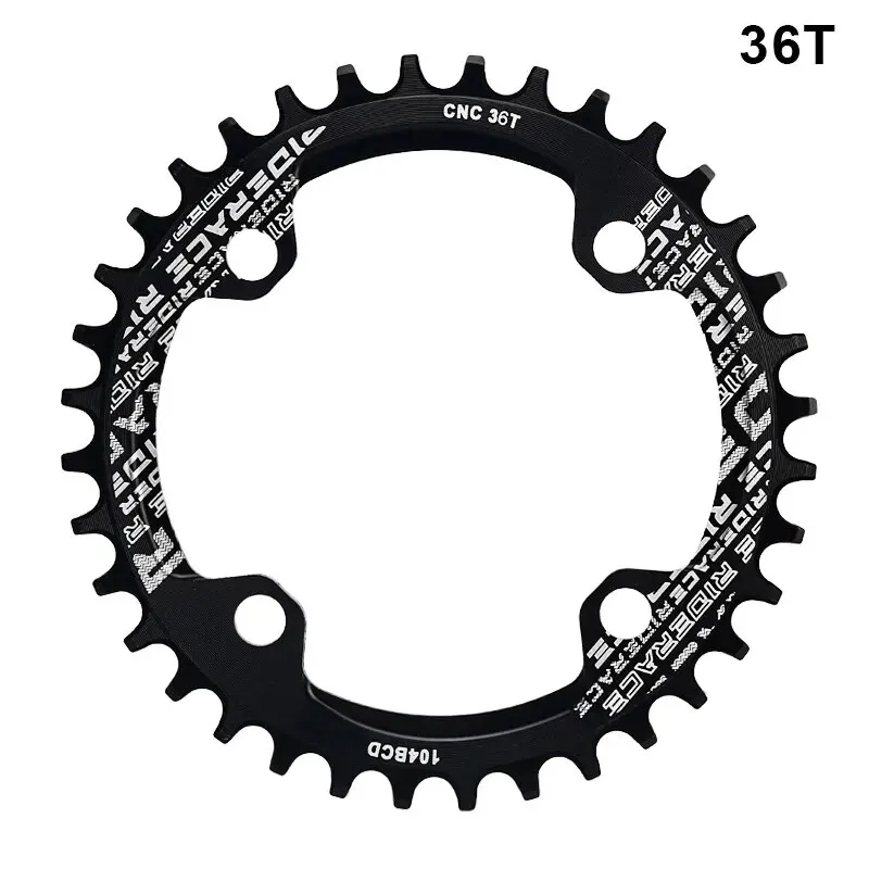 RIDERACE Fahrradkurbel-Kettenblatt, 104 BCD, runde Form, schmal, breit, 32 Zähne/34 Zähne/36 Zähne/38 Zähne, Mountainbike-Kurbelgarnitur, Kettenblatt, Einzelplatte