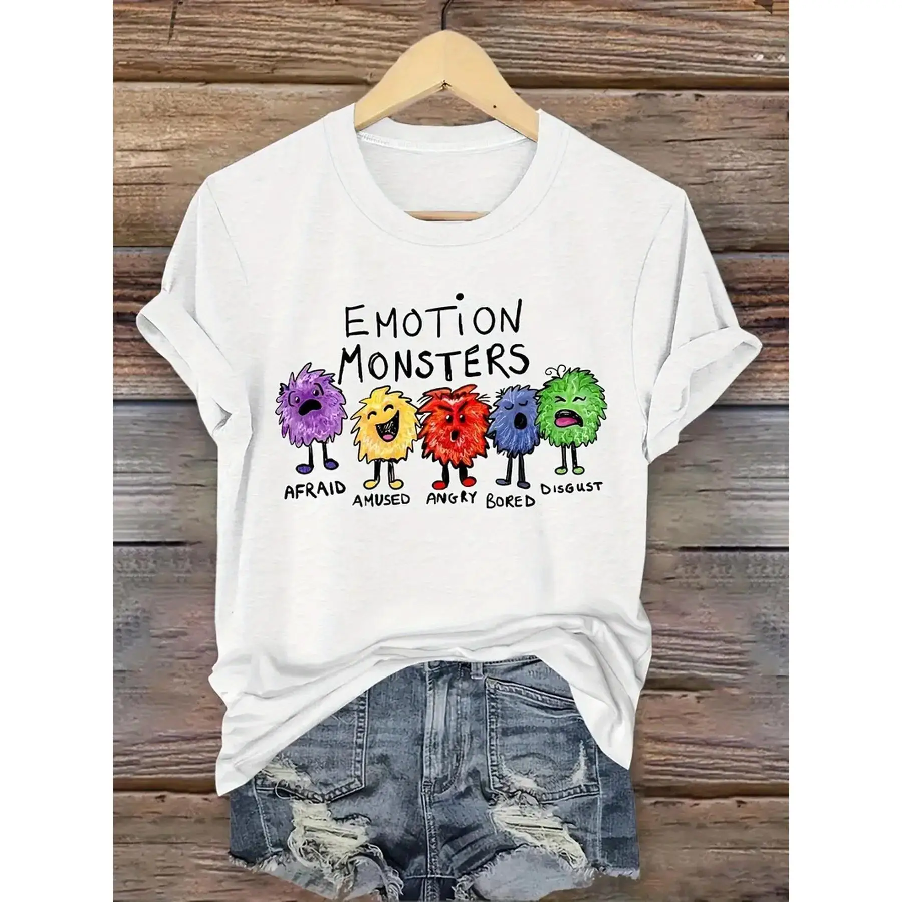 

"Emotion Monsters T-Shirt for Women | Funny Mental Health Awareness Graphic Tee | Teacher Counselor Gift | Back To School Top"