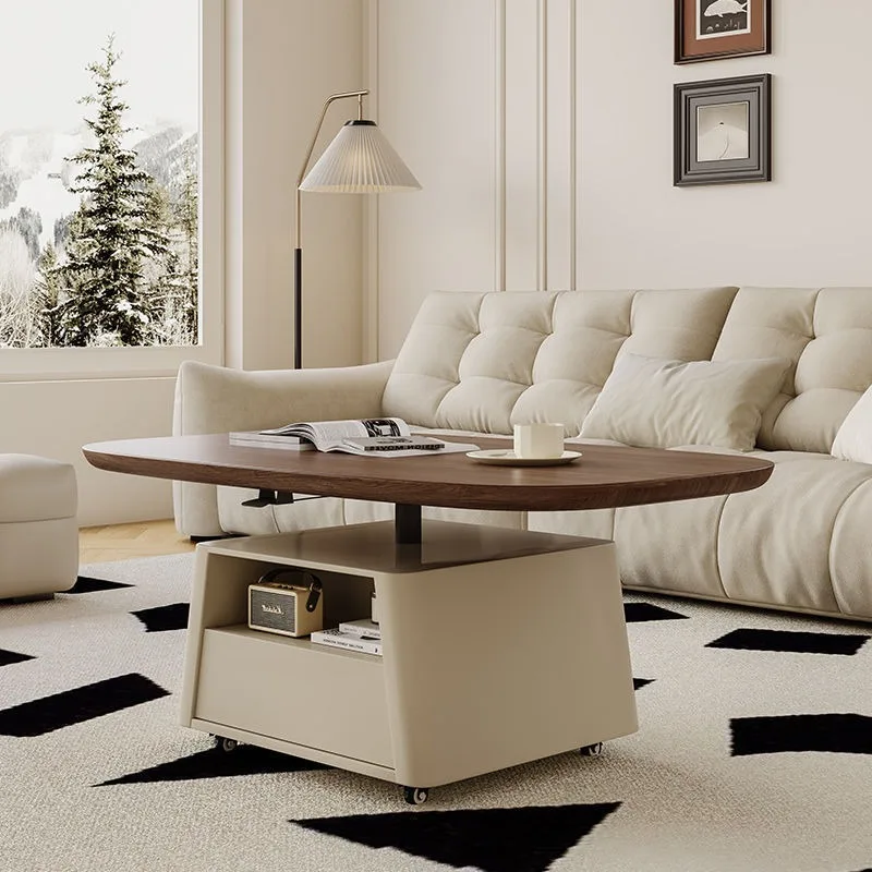 

e lifting coffee table meal, dual-purpose living room household small apartment movable, coffee table tea with wheels