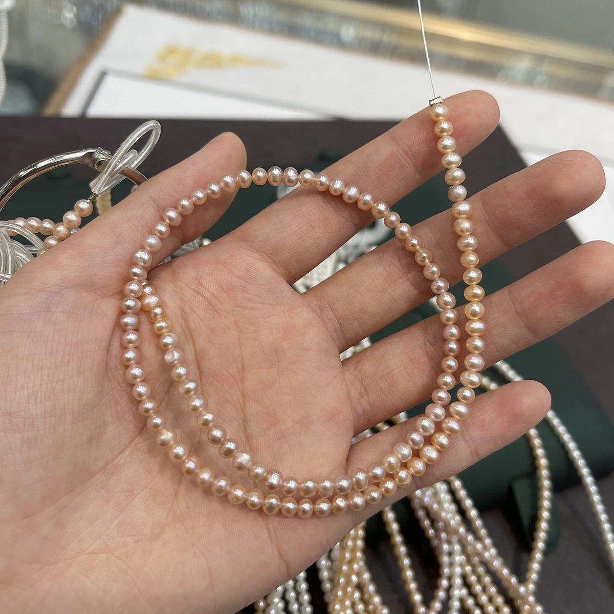 Kartoffelperle Natürliche Süßwasserperle 4-5mm für Schmuckherstellung DIY Halskette Armband Ketten Ohrringe Zubehör – Detail 3