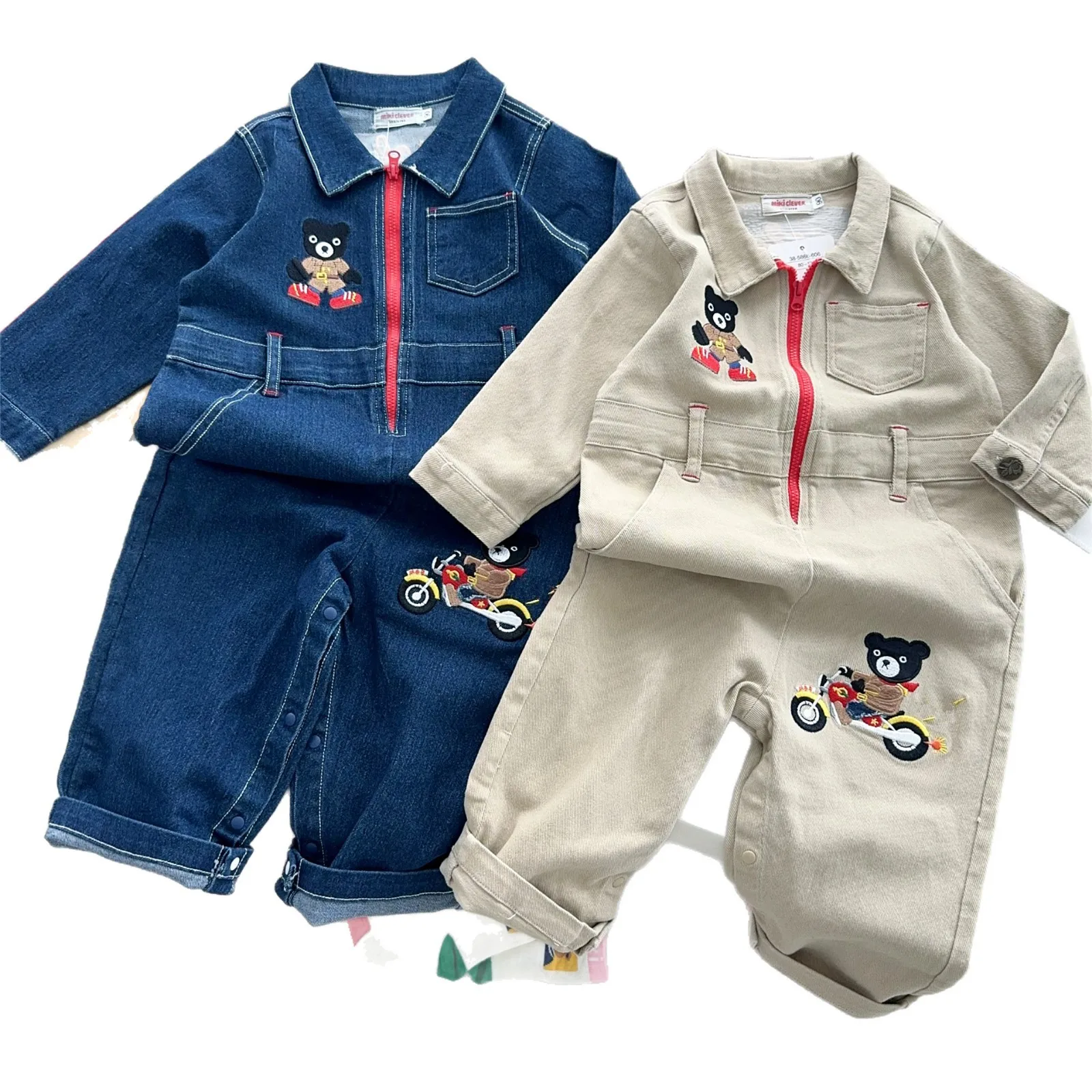 

25 Autumn New Japanese style Cowboy Work Pants Heavy Industry Yangqi Trendy Brand Children's Pants Cartoon Jumpsuit