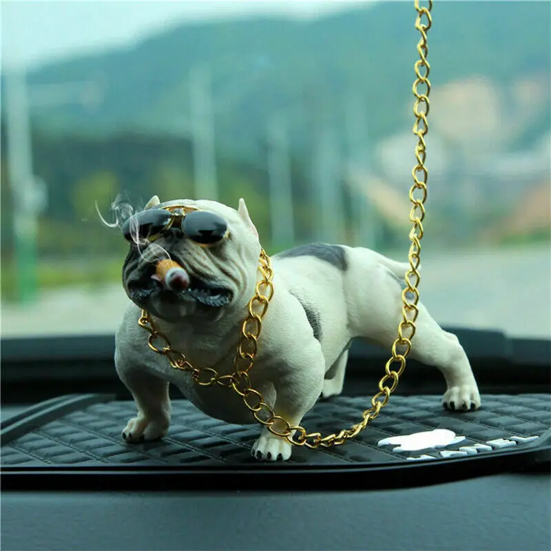 Wear-resistant Bulldog Car Ornaments Feel Comfortable Resin Material Car Dashboard Decoration Car Accessories Interior Decor