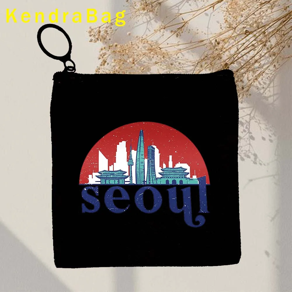 Amsterdam London Dubai Paris New York Seoul Bangkok Venice Istanbul Skyline Key Coin Purse Eco Canvas Card Bag Pouch Wallet Gift