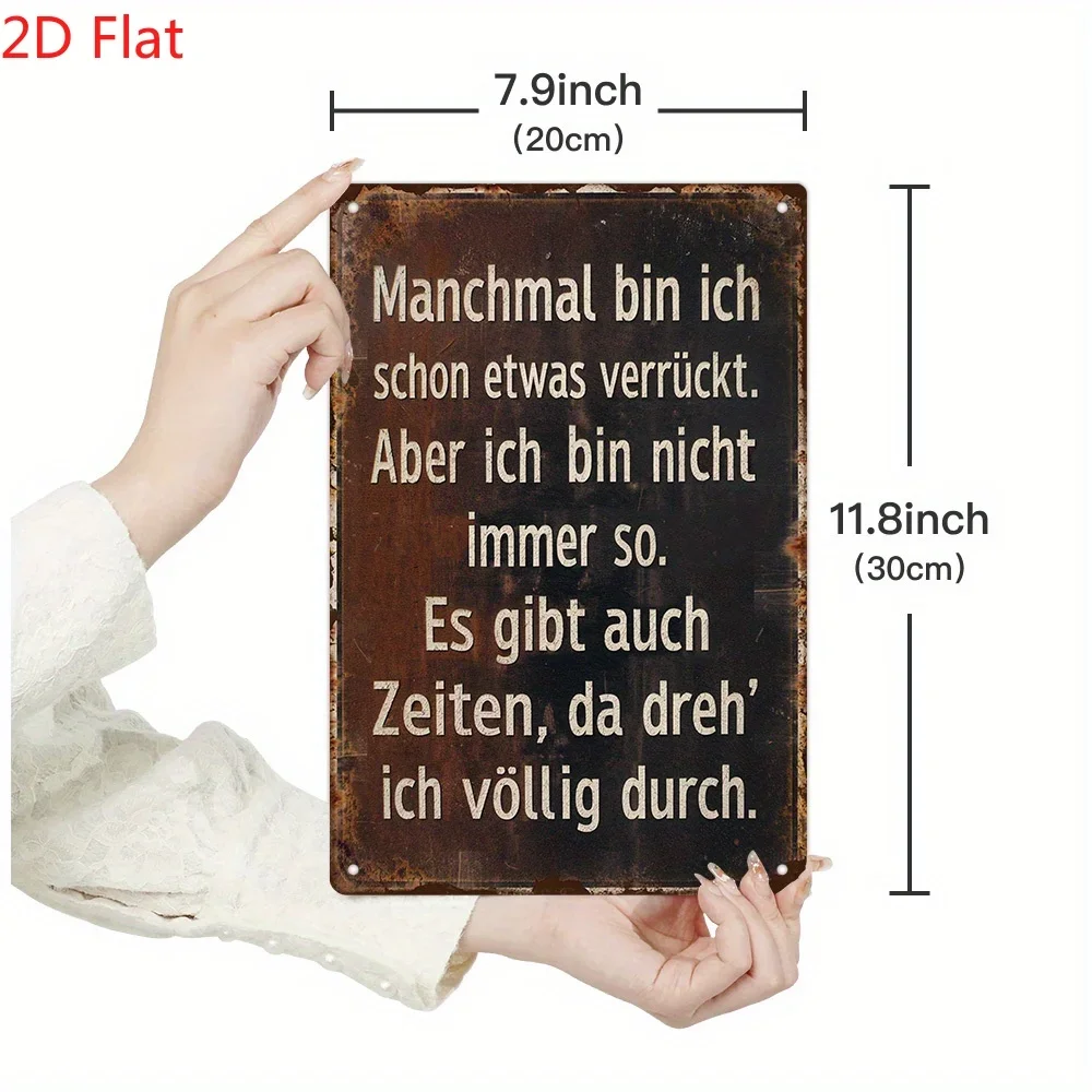 German Vintage Metal Sign with Humorous and Satirical Quotes: 