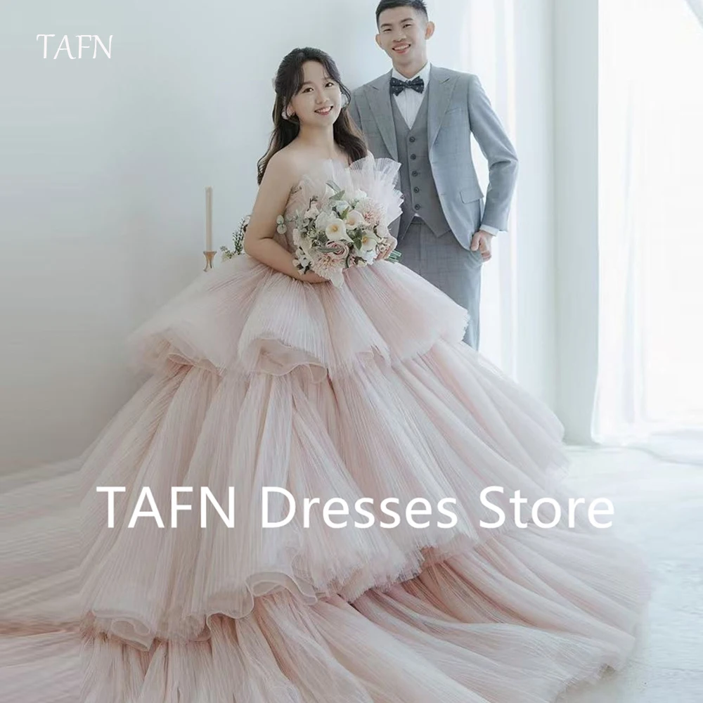 

TAFN Luxury Layered Tiered Tulle Wedding Dresses Photo shoot Sweetheart Sweep Train Bride Gowns Evening Party princess Customize