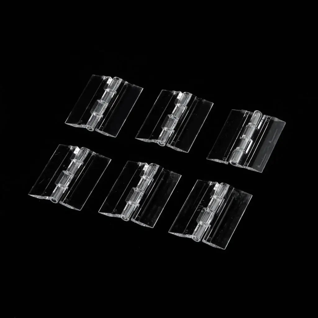 45x38mm Clear Acrylic Plastic Folding Door Piano s Hinges Pack of 6