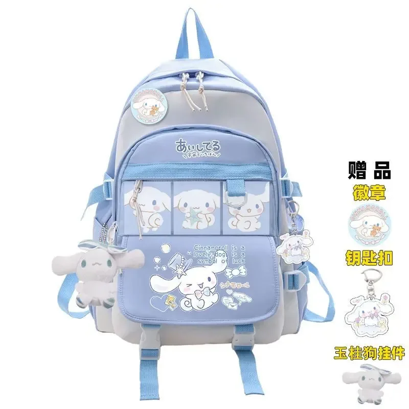 Sanrio Anime Plush Toy Cinnamoroll Backpack Children Blue Schoolbag Kawaii Student School Bag Computer Package Large Capacity