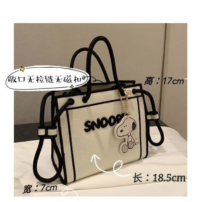 Snoopy Animatie Perifere Draagbare Kleine Vierkante Tas Grote Capaciteit Crossbody Canvas Tas Student Veelzijdig En Knap