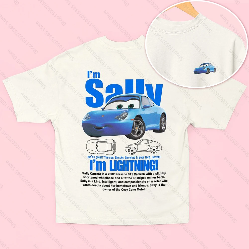 صيف جديد البرق ماكوين وسالي مطبوعة زوجين تي شيرت سالي وماكوين عادية لطيف المرأة تي شيرت عادية المحملة القمم