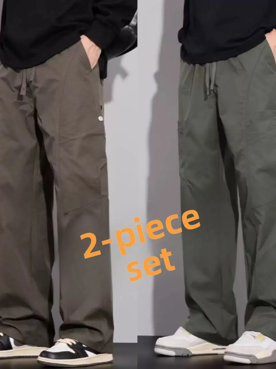 

American Sle Men's Work Trousers Loose Straight Leg Windproof Dirt Resistant Tear Proof Long Pants for Spring Autumn