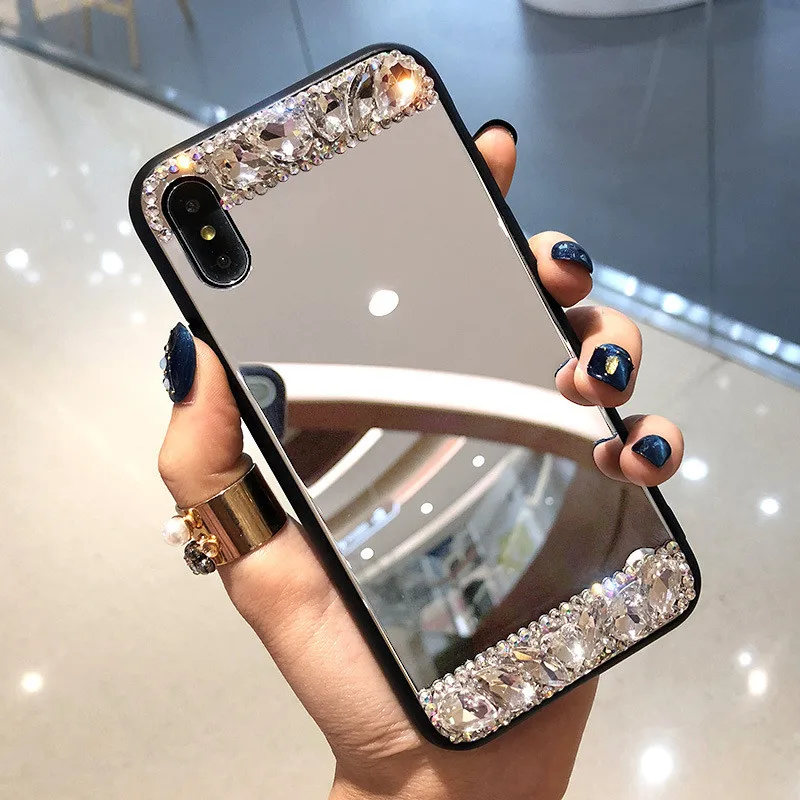 Diamond Mirror Rhinestone Phone Case For Samsung Galaxy S24 FE S23 FE S21FE A06 A16 A26 A36 A56 Note 20 Ultra Note 10 Capa
