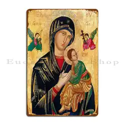 Our Lady Of Perpetual Help Russian Orthodox Icon Madonna And Child Virgin Mary Metal Plaque Poster Iron Wall Decor Mural