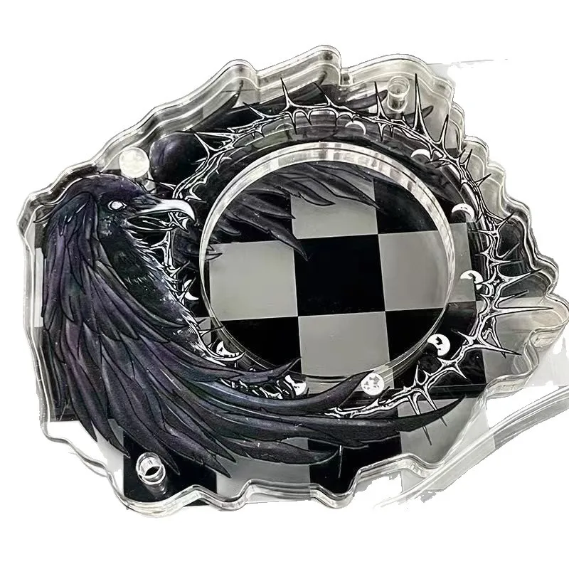 Black Crow White Feather Acrylic Jibei Brick Display Stand Grain Storage Decorative Item For Anime And Gaming Collectibles