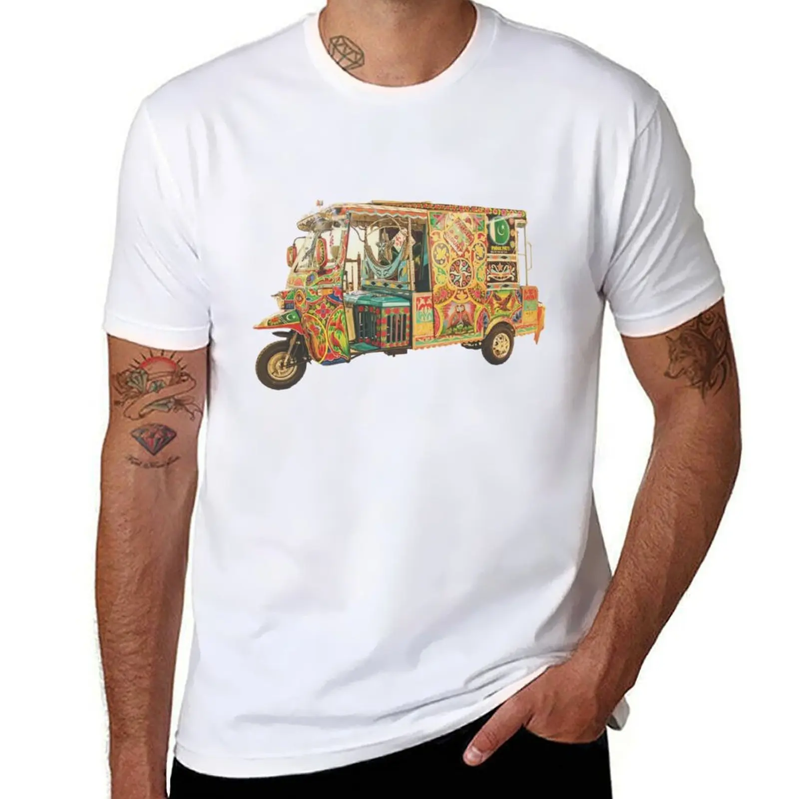 

Truck Art Unique Style - Desi Touch - Qingqi Rickshaw - Pakistani Local Transport T-Shirt t shirt man plain T-Shirt