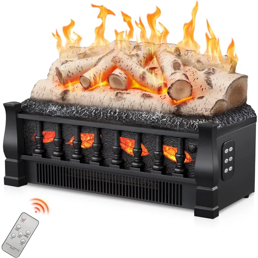 Electric Fireplace Log Set Heater 21 Vintage Design Portable Freestanding Fireplace Log Heater with Realistic Flames and Ember