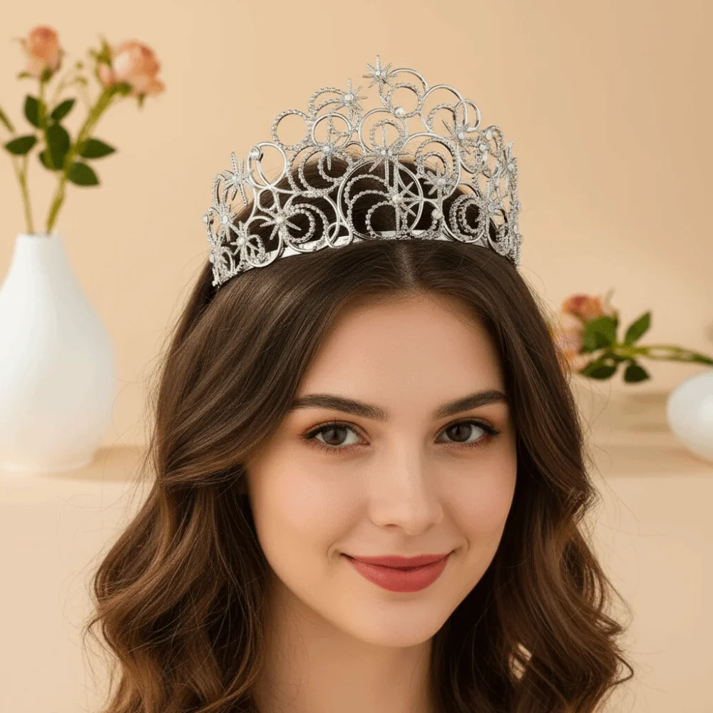 

Beautiful Luxury Baroque Queen Tiaras Elegant Sparkling Wedding Head Wear Vintage Shiny Women Hair Hoop Stage Performances