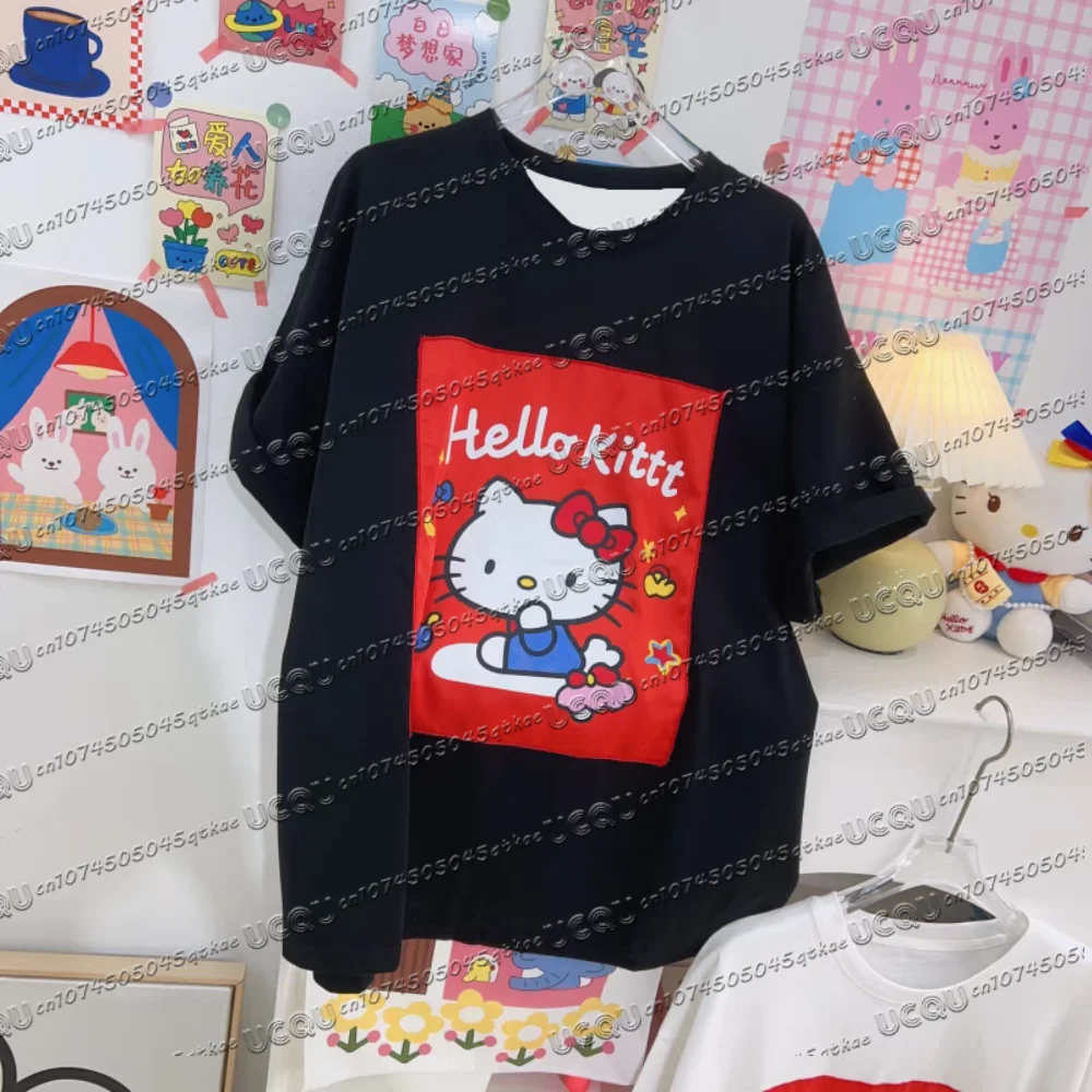 2025 Korean Cute HelloKitty  Women's Short Sleeve o-neck adult t-shirts round neck short sleeved T-shirt For women clothing
