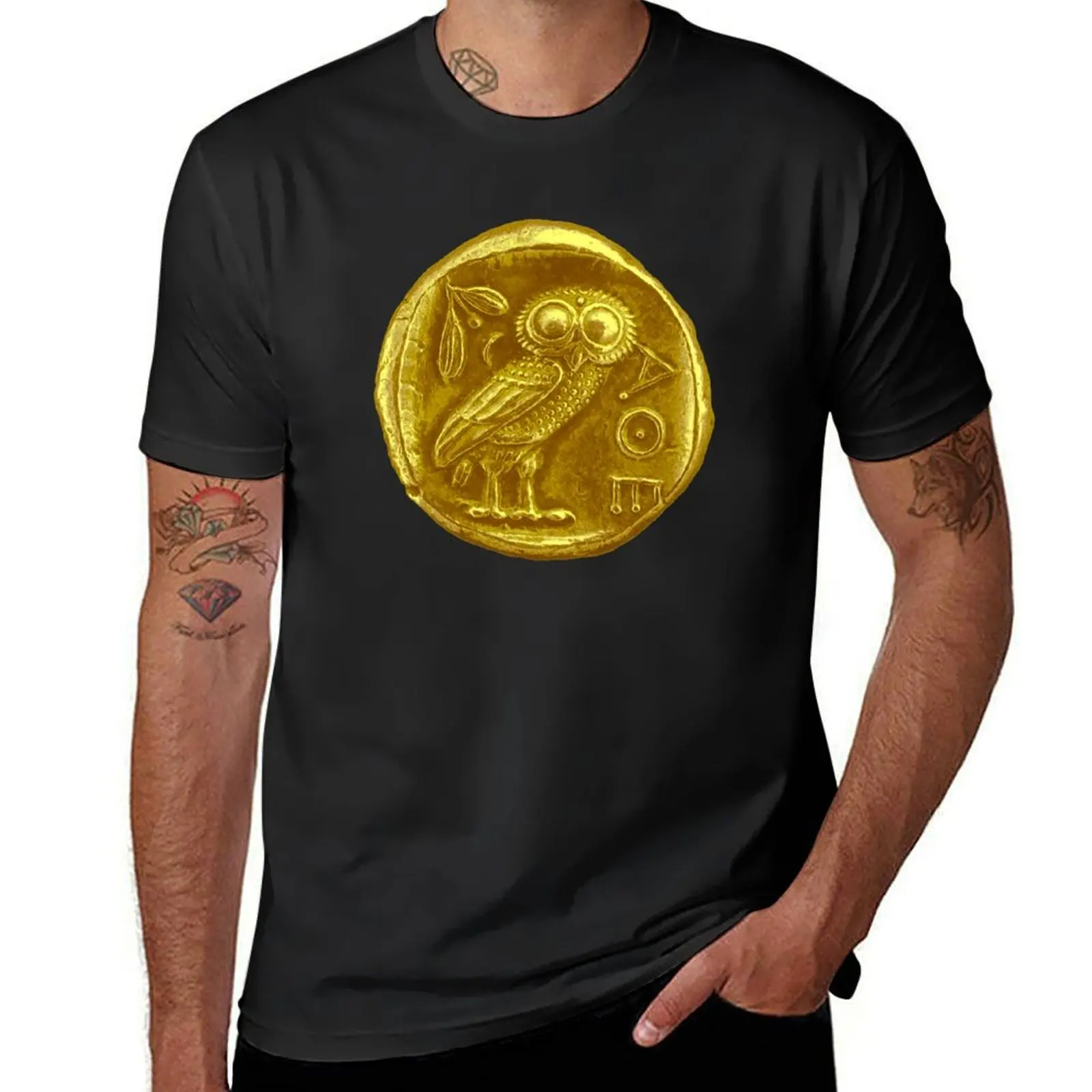 ANTIQUE OWL GOLD COIN T-Shirt cute clothes korean fashion oversizeds Aesthetic clothing mens graphic t-shirts