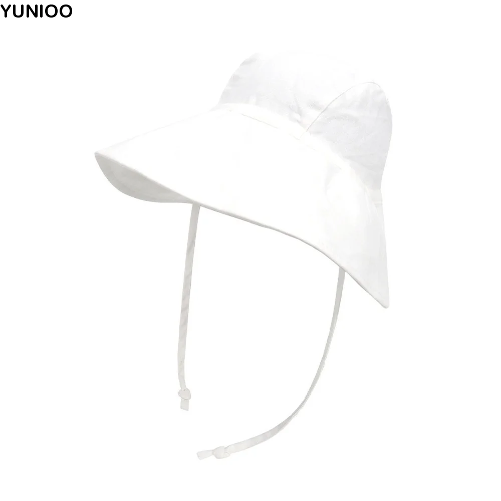 

Cotton Material Baby Sun Hat Big Brim UV Protection Kids Bucket Hat Solid Color Breathable Children Panama Cap Summer Season