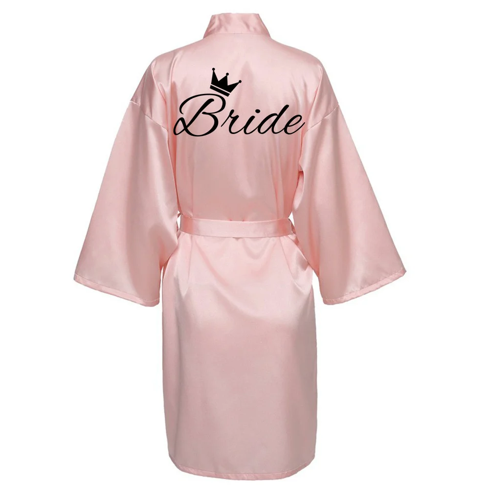 Kimono jubah pengantin tim pesta pernikahan piyama Satin Bridesmaid BathrobeZK01