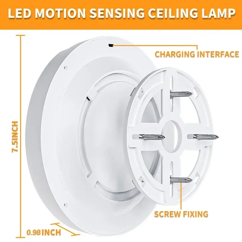 Led Ceiling Lights Hanging PIR Motion Sensor Night Light USB Rechargeable with Remote Dimmable for Closet Stairs Hallway Garage