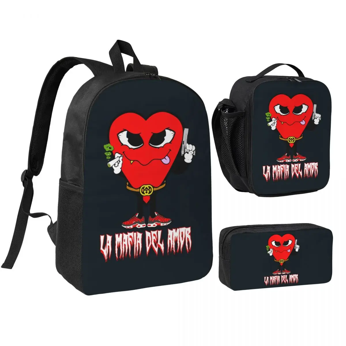 

MAFIA OF LOVE Backpack Student Boys Girls BookBag School Bag Computer Shoulder Bags 3ps Insulated Lunch Bag Pencil Case